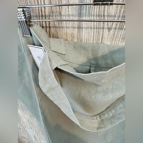 NEW! H&M HOME XL LINEN TOTE BAG Oversized Sage Green NWT - Picture 13 of 14